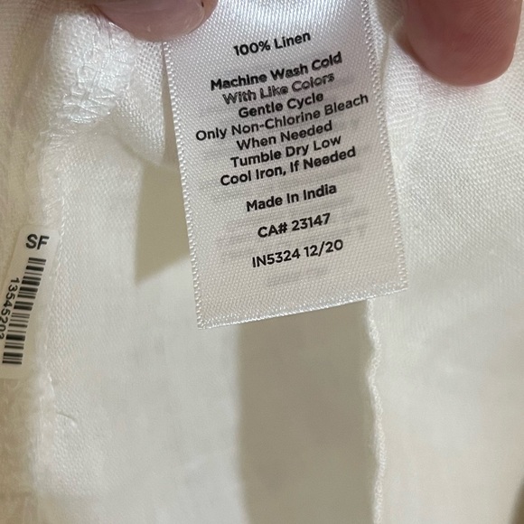 Talbots LINEN BAND COLLAR POPOVER - WHITE - Picture 7 of 7